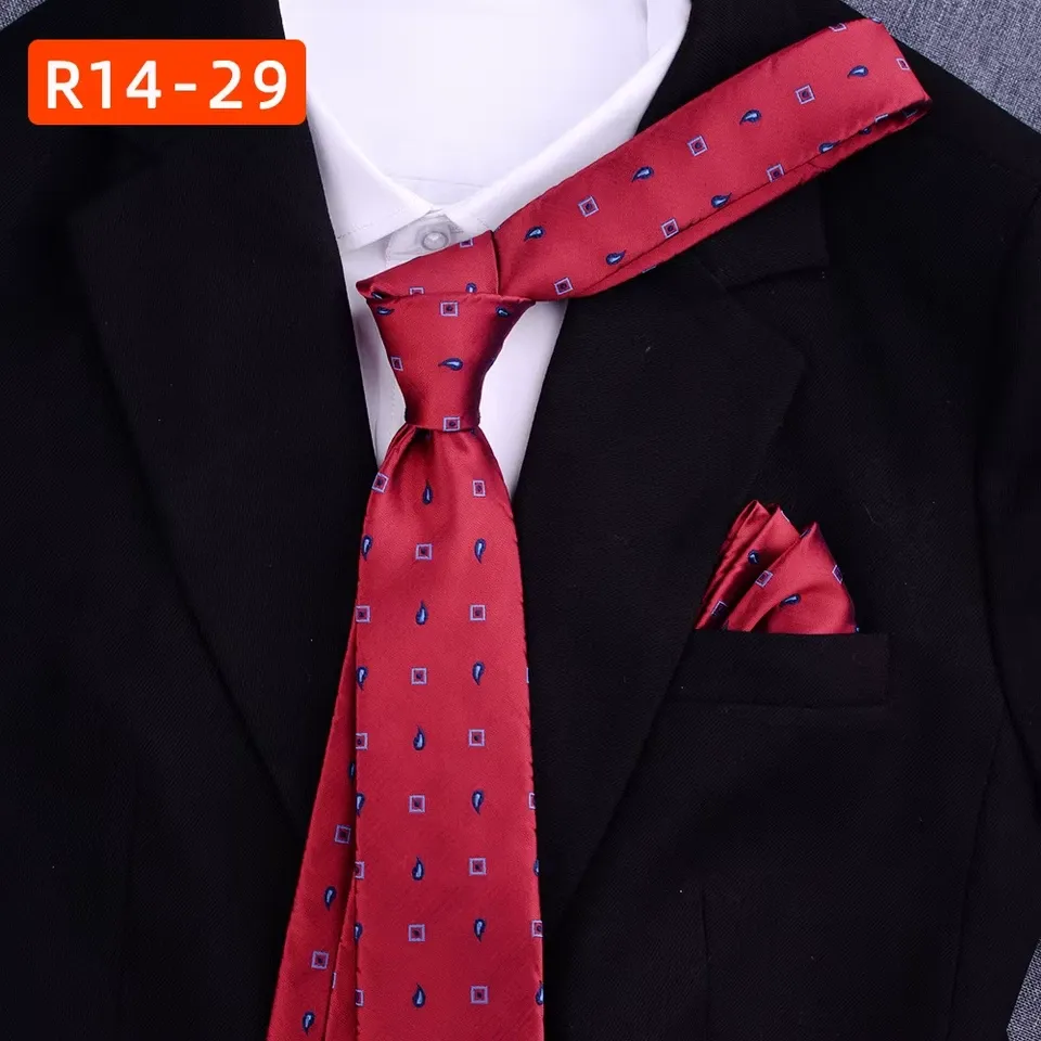 Quality Men&#39;s Business Necktie Pocket Square Set (Narrow tie)