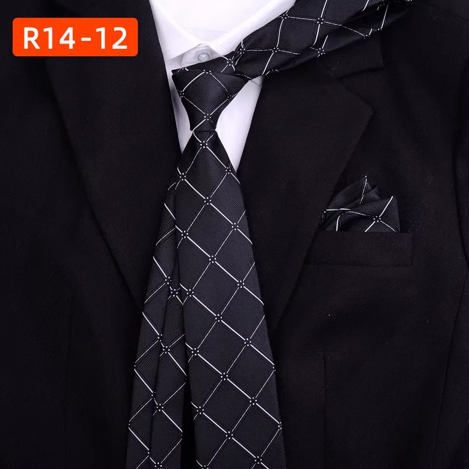 Quality Men&#39;s Business Necktie Pocket Square Set (Narrow tie)