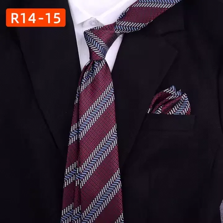 Quality Men&#39;s Business Necktie Pocket Square Set (Narrow tie)