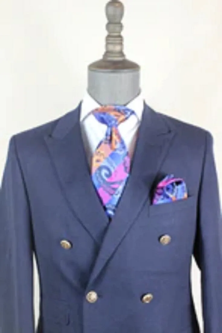 2 PC&#39;S Double Breasted Solid Navy-By Verse9
