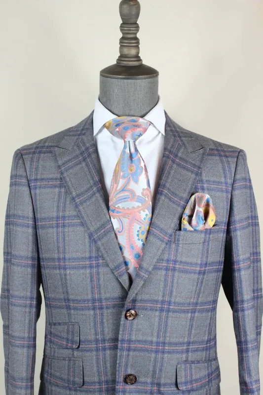 2 PC&#39;S Single Breasted Blue Plaid Suit (Regular) By Verse9