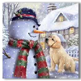 Puppy and snowman