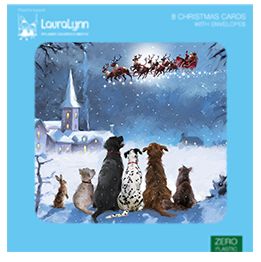 Dogs watching Santa