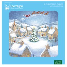 Santa&#39;s sleigh over town