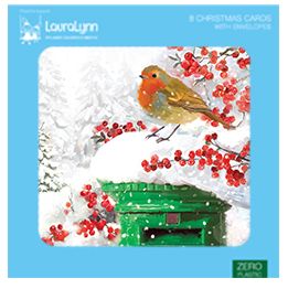 Snowy postbox and Robin