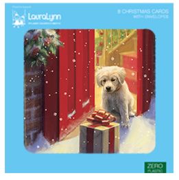 Puppy and present at the door