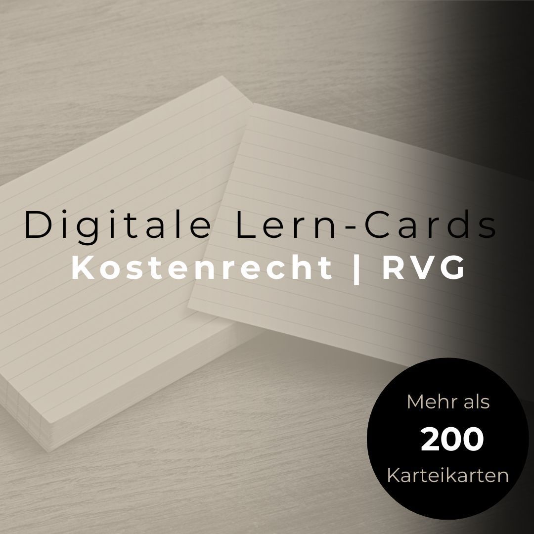 Lern-Cards ⚖️ RVG (➡️Mehr als 200 digitale Karteikarten) für RECHTSFACHWIRTE
