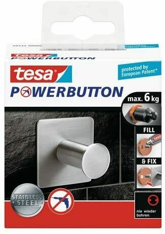 Restposten tesa Premium-Haken, selbstklebend, hält bis zu 6kg, eckig, Edelstahl