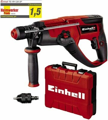 Einhell Bohrhammer TE-RH 28 5F (950W, Schlagzahl 4.500/Min, 3 J Schlagstärke, Dauerlaufarretierung, pneumatisches Schlagwerk, SDS-plus, Drehzahl-Elektronik, Metall-Bohrtiefenanschlag, inkl. E-Box) Einhell Bohrhammer TE-RH 28 5F (950W, Schlagzahl 4.500/Min, 3 J Schlagstärke, Dauerlaufarretierung, pneumatisches Schlagwerk, SDS-plus, Drehzahl-Elektronik, Metall-Bohrtiefenanschlag, inkl. E-Box)