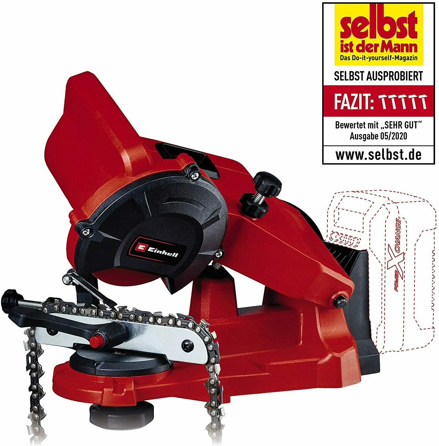 Einhell Akku Sägekettenschärfgerät GE-CS 18 Li Solo Power X-Change (Lithium Ionen, 18 V, LED Licht, Leerlaufdrehzahl 6500 U/min, ohne Akku und Ladegerät)