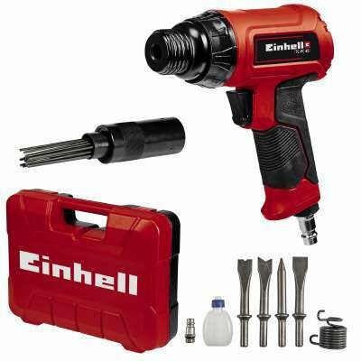 Einhell Druckluft Meisselhammer TC-PC 45 Set (für Stein + Metall, inkl. 4-tlg. 120 mm Meißel-Set, Nadelentroster-Aufsatz, Ölfläschchen, Stecknippel, Koffer)