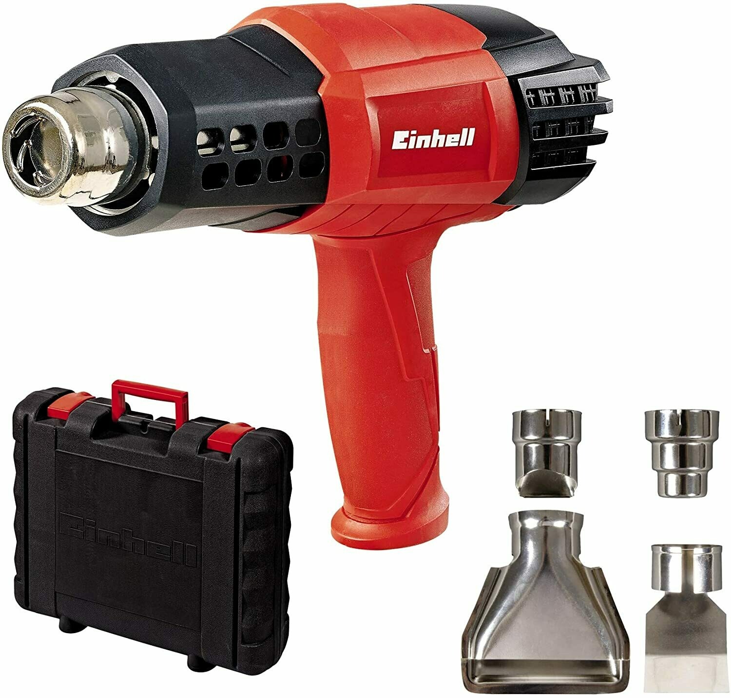 Einhell Heißluftpistole TE-HA 2000 E (2.000 W, 9 Temperaturstufen 50-550°, Luftmengenschalter, Kaltstufe, inkl. umfangreiches Düsenzubehör & Koffer)