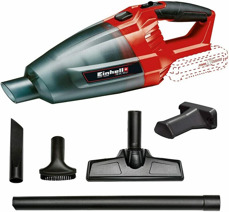 Einhell Akku-Handstaubsauger TE-VC 18 Li-Solo Power X-Change (Lithium-Ionen, 540 ml-Staubfangbehälter, inkl. 3 Düsen, Verlängerung, Wandhalterung, ohne Akku und Ladegerät)