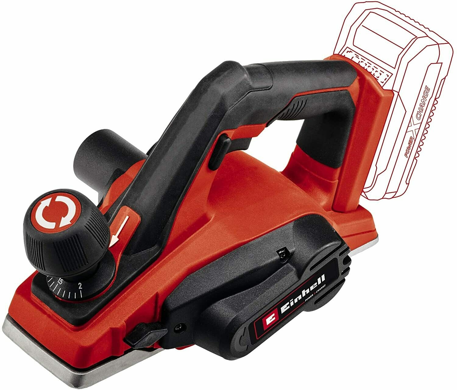 Einhell Akku-Hobel TE-PL 18/82 Li-Solo Power X-Change (18 V, Li-Ionen, 82 mm Hobelbreite, bis 2 mm Spantiefe, große Messerwelle, automatischer Parkschuh, Alu-Fußplatte, ohne Akku und Ladegerät)