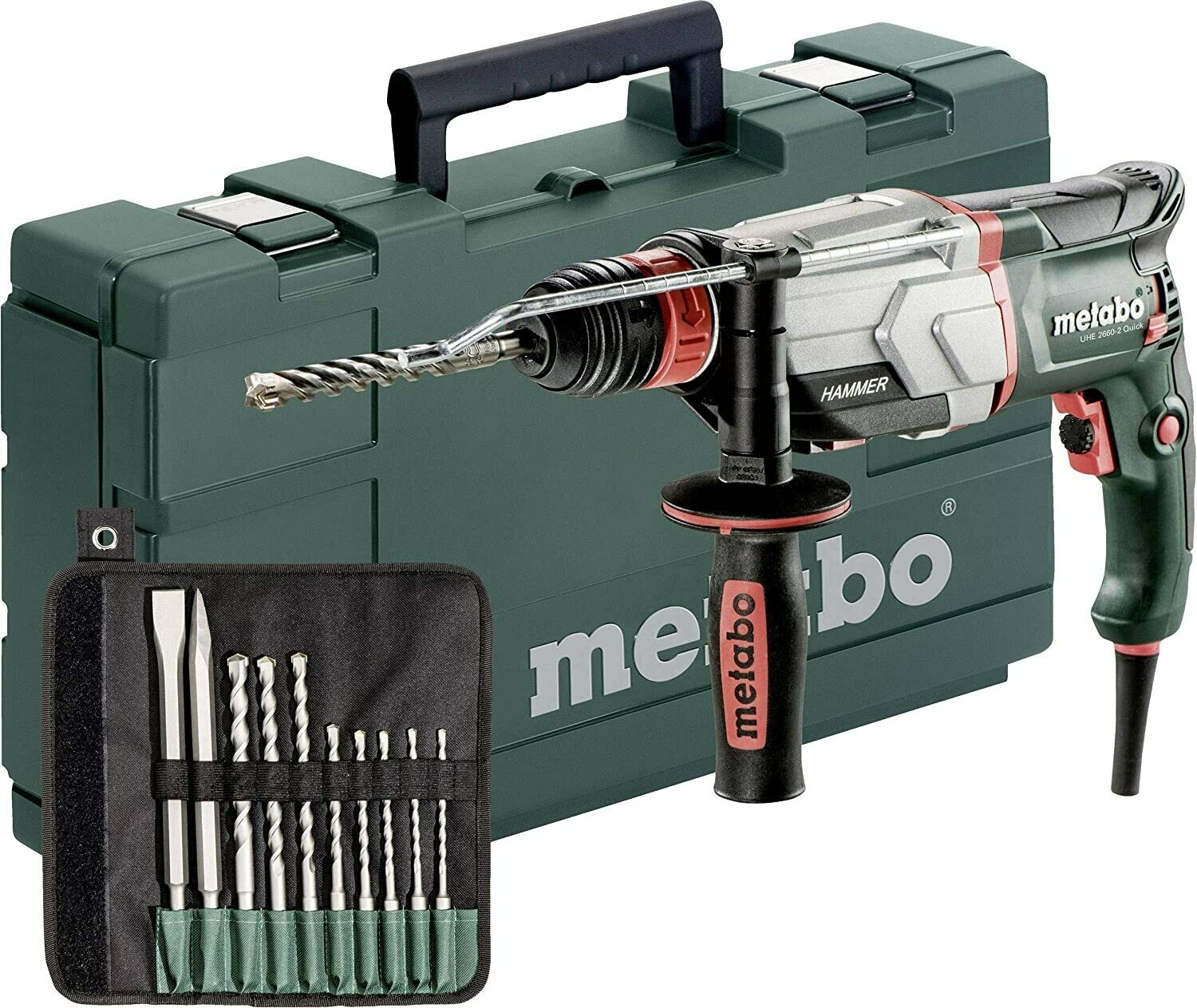 Metabo Multihammer UHE 2660-2 Quick Set Extrem robust für harten Dauereinsatz - inkl. SDS-plus-Bohrer-/Meißelsatz (10-tlg.)und Koffer