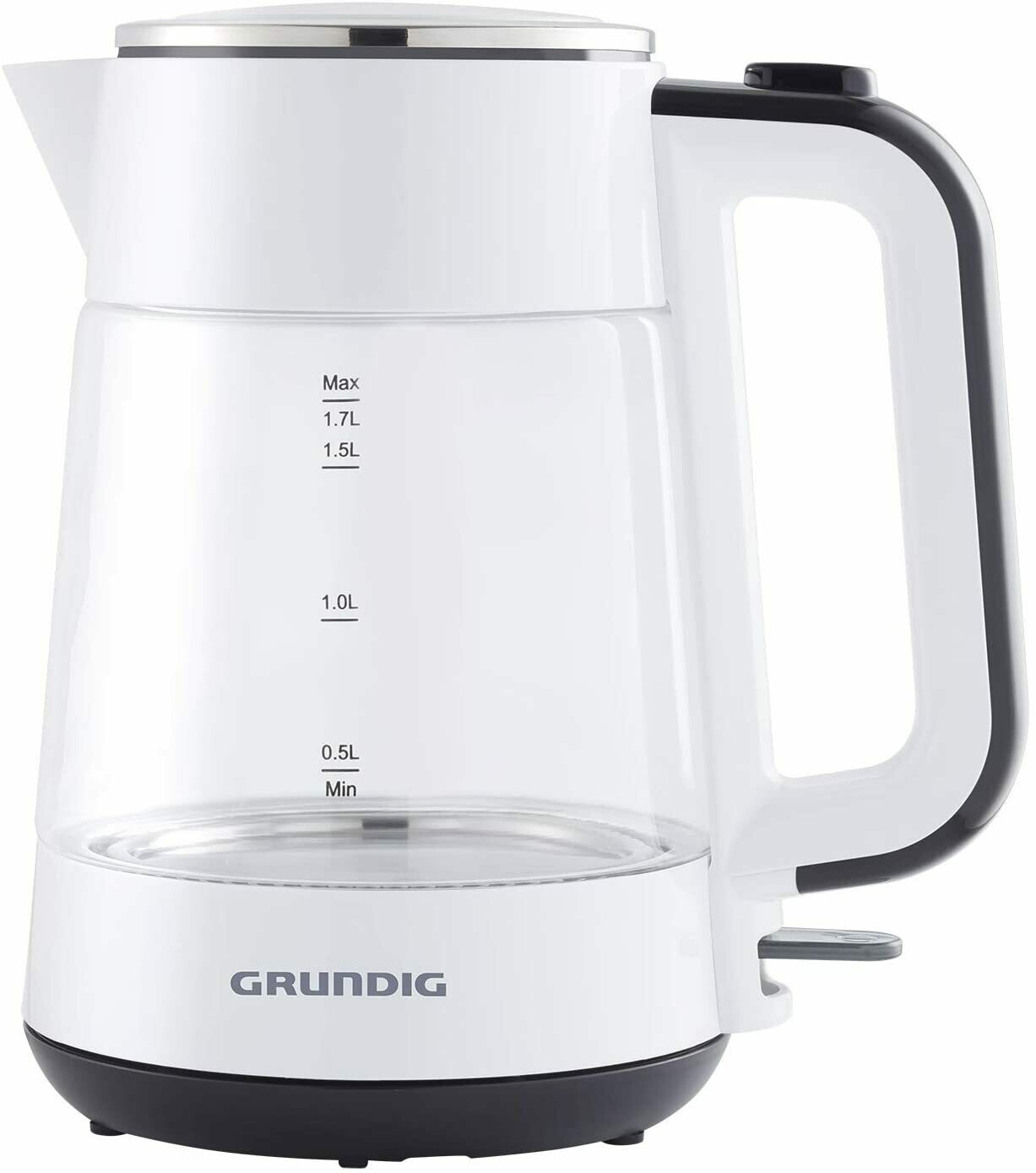 Grundig WK 5860 Wasserkocher, Glas, 2400W, 1,7 l, 2400, Weiß/Schwarz