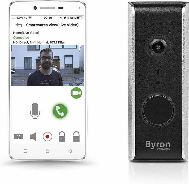 Byron DIC-23112 WiFi Video Türklingel, Plastik, Schwarz, 2.4cm Wide, 5cm deep, 13.3cm high Byron DIC-23112 WiFi Video Türklingel, Plastik, Schwarz, 2.4cm Wide, 5cm deep, 13.3cm high