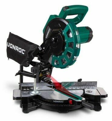 VONROC Kapp - Gehrungssäge 1700W - Ø 216 mm Sägeblatt mit 40 Sägezähnen mit Laser und LED VONROC Kapp - Gehrungssäge 1700W - Ø 216 mm Sägeblatt mit 40 Sägezähnen mit Laser und LED
