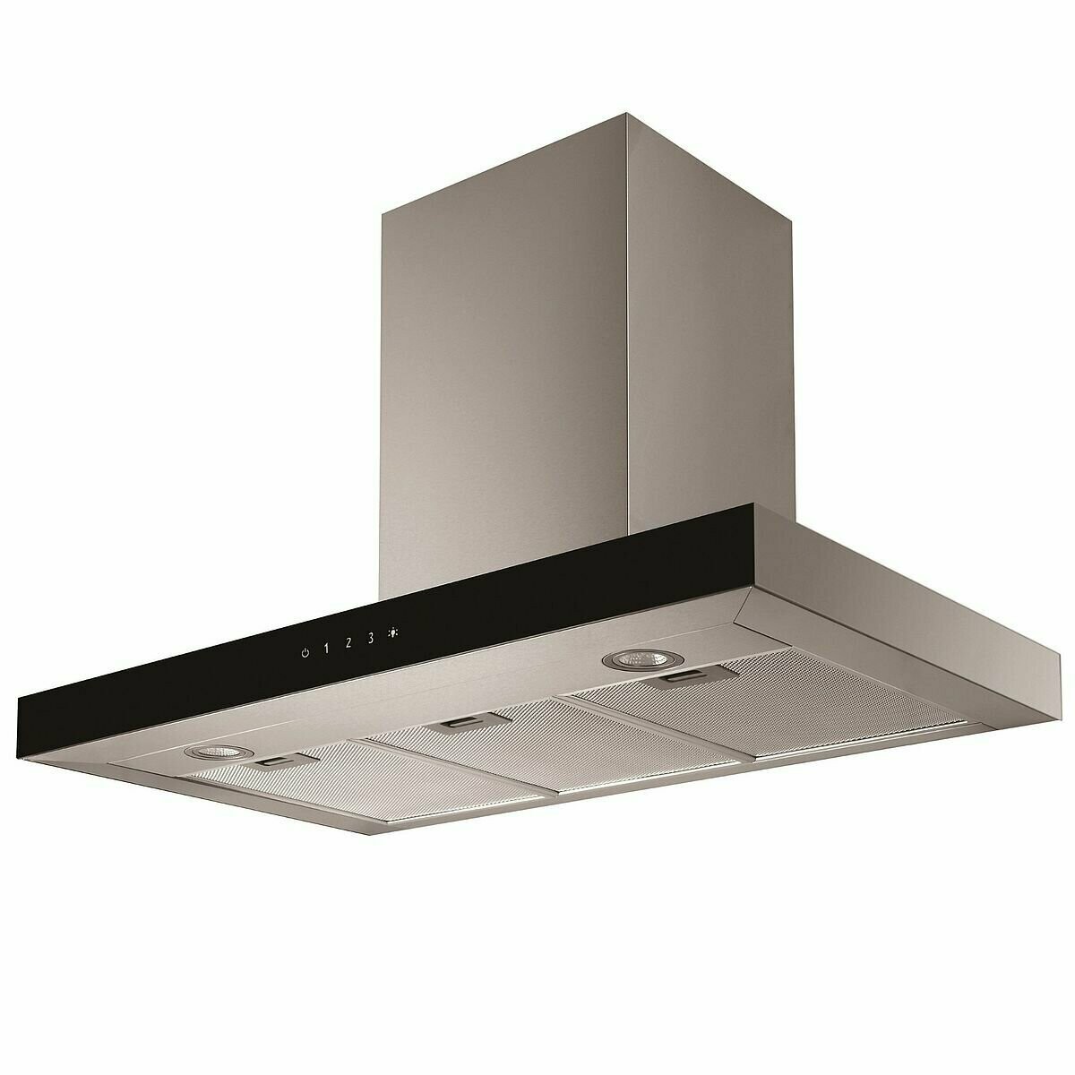 *BESTSELLER* Dunstabzugshaube Blockhaube 90 cm mit Glasfront silber