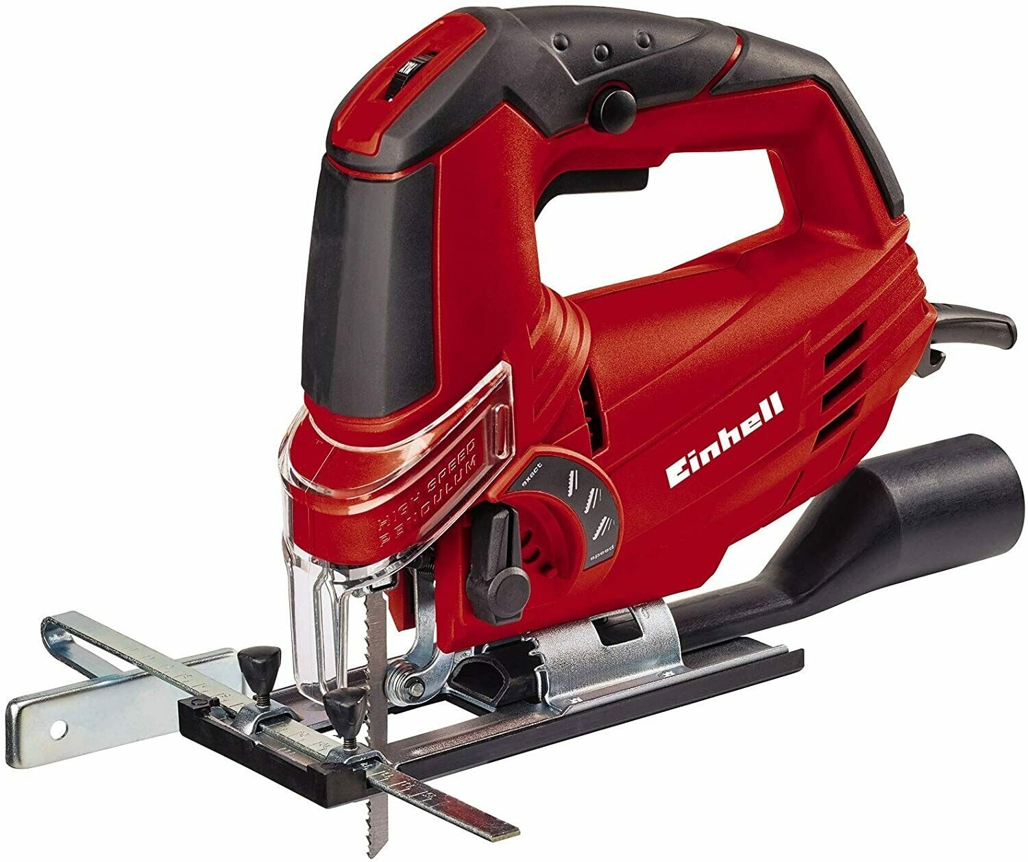 Einhell Stichsäge TC-JS 85 (620 W, max. 85 mm, 45° Schrägschnitt, Hubzahlregelung, 4-Stufen Pendelhub, Absaugadapter, Parallelanschlag, Koffer)