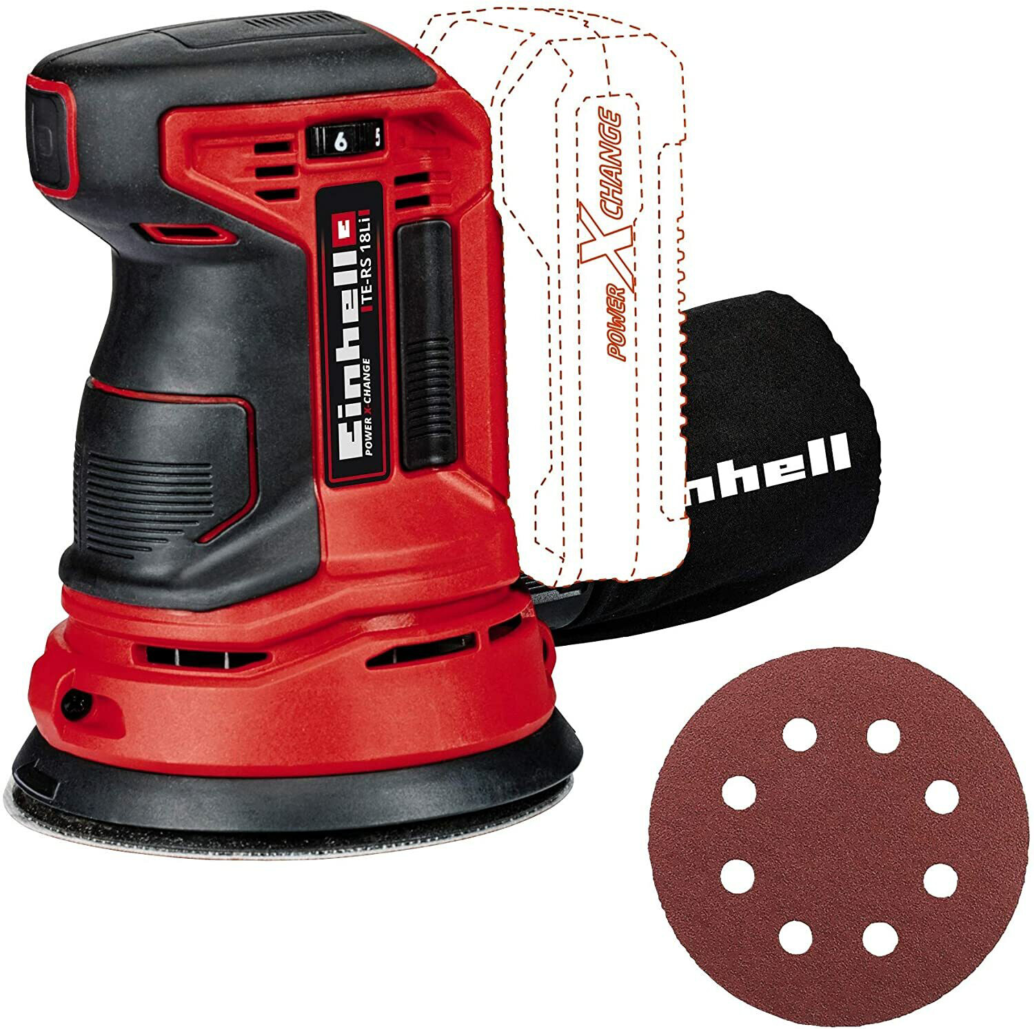 Einhell Akku Exzenterschleifer TE-RS 18 Li Solo Power X-Change (Lithium Ionen, 18 V, Schleifteller-Ø 125 mm, Softgrip, inkl. 1 x Schleifpapier, ohne Akku und Ladegerät)
