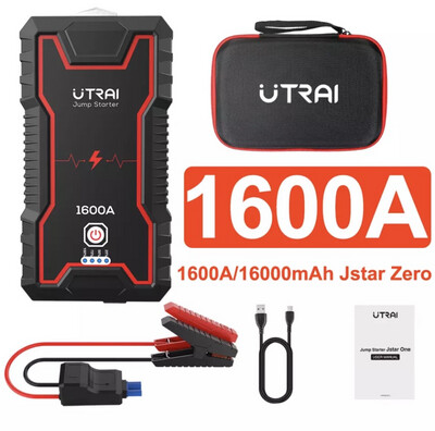 *ANGEBOT* UTRAI Auto Starthilfe 12V 1600A 16000mAh Autobatterie Powerbank, Bis zu 7l Benzin, 6.5L Diesel Anlasser mit QC3.0, Dual USB, LED Taschenlampe