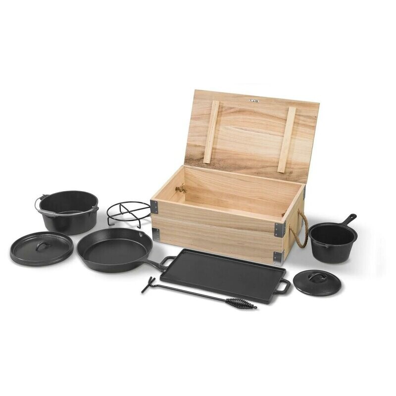 *ANGEBOT* BBQ Dutch Oven Set, 7-teilig in Holzkiste