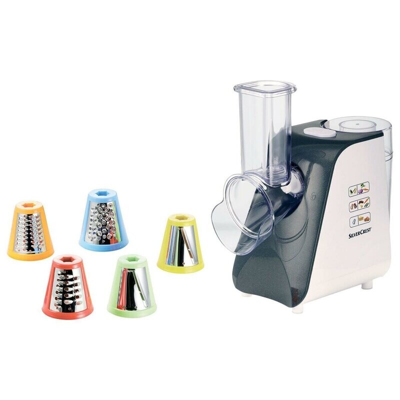 SILVERCREST® Elektrische Gemüseraspel, 5 Trommeleinsätze SILVERCREST® Elektrische Gemüseraspel, 5 Trommeleinsätze