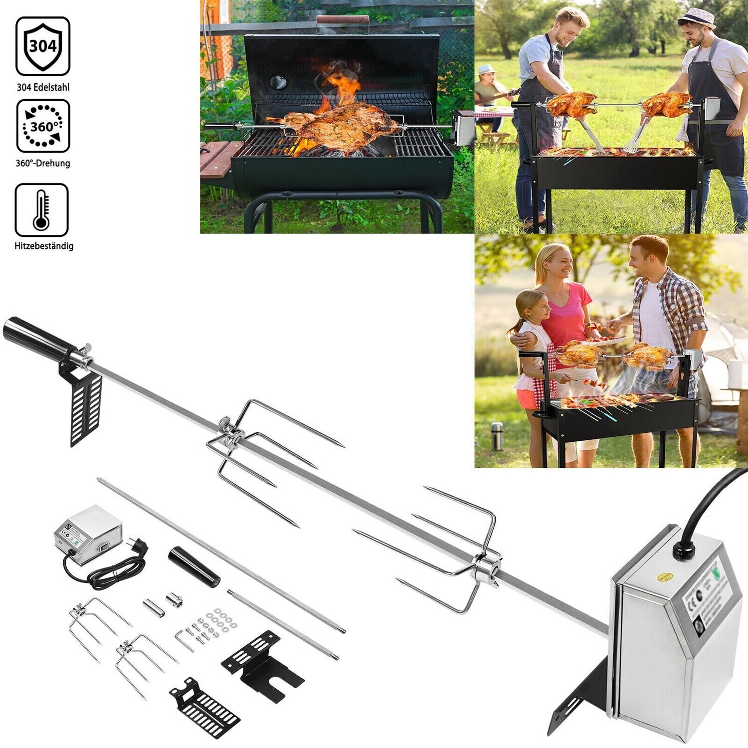 #SALE# Universal-Grillspieß, Edelstahl, motorbetrieben