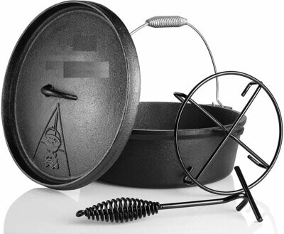 *ANGEBOT* BBQ Dutch Oven ca. 12 Liter schwarzes Gusseisen - Deckel - Henkel - Topf *ANGEBOT* BBQ Dutch Oven ca. 12 Liter schwarzes Gusseisen - Deckel - Henkel - Topf