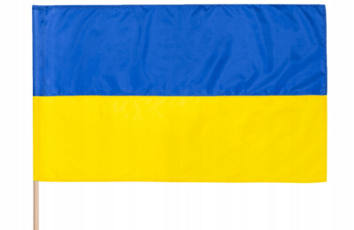 Ukraine Fahne 112x70 im Tunnel genäht für Fahnenstock