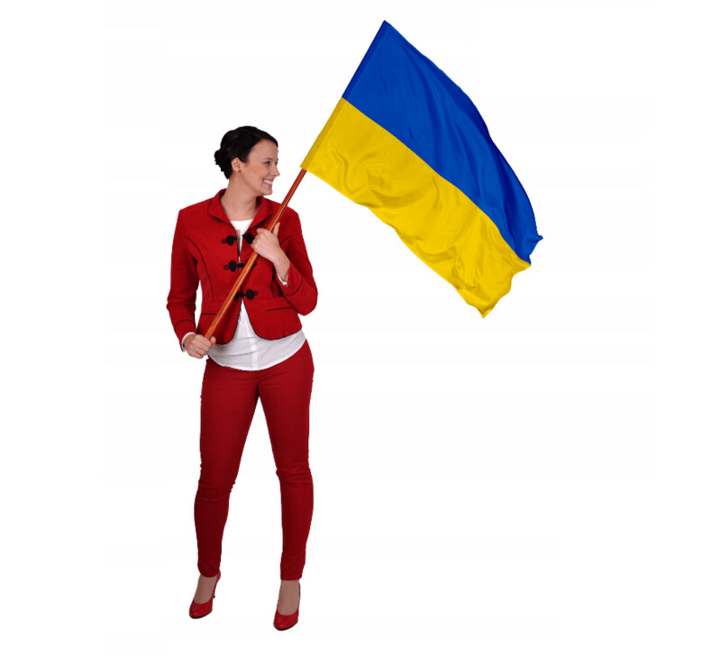 Ukraine Fahne 112x70 im SET mit Fahnenstock 1,20m Ukraine Fahne 112x70 im SET mit Fahnenstock 1,20m