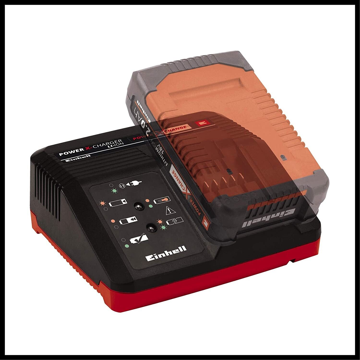 Einhell PXC-Ladegerät 18V 30min Power-X-Change (Li-Ion, situativ angepasste Ladezyklen, intelligentes Lademanagement mit permanenter Akkuüberwachung, 6-fache Zustands-LED-Anzeige)