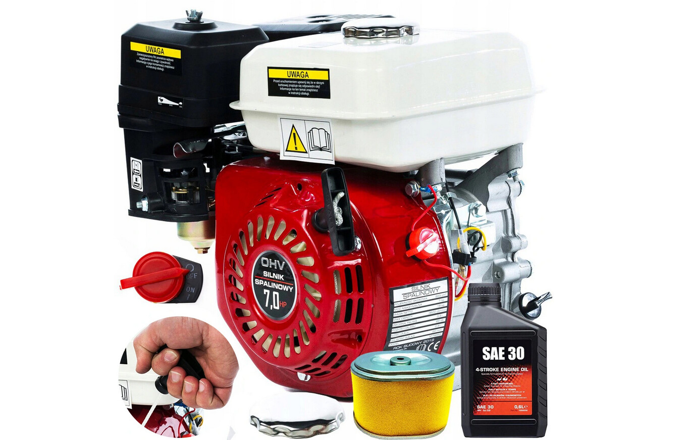 Benzinmotor VERBRENNUNGSMOTOR GX160 7PS WELLE 19MM OHV + ÖL Starter Set