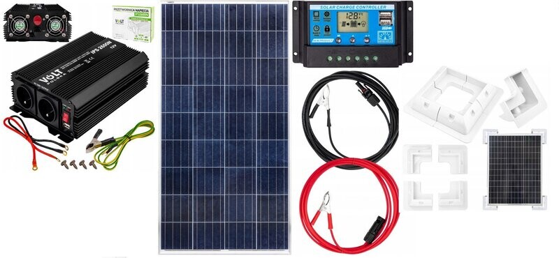 XXXL Solar Starter Set 180W Panel mit Konverter und Bedestigungsmaterial