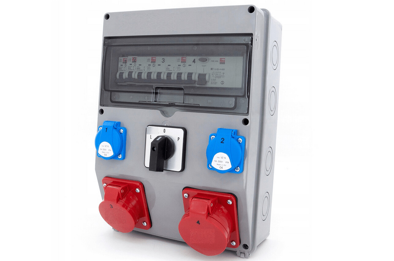 Elektro-Wandverteiler 1x 16A / 32A 2x230V mit Hauptschalter Baustromverteiler