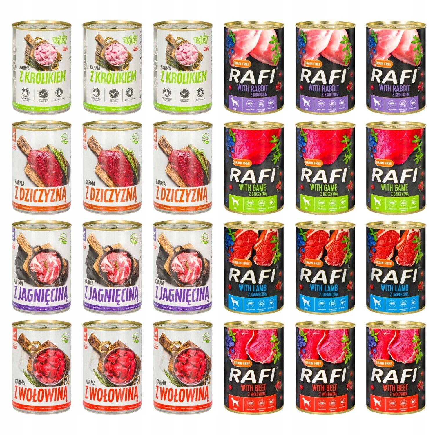 48x Mix Premium Hundefutter Nassfutter Mix Vital Rafi Dose je 400g