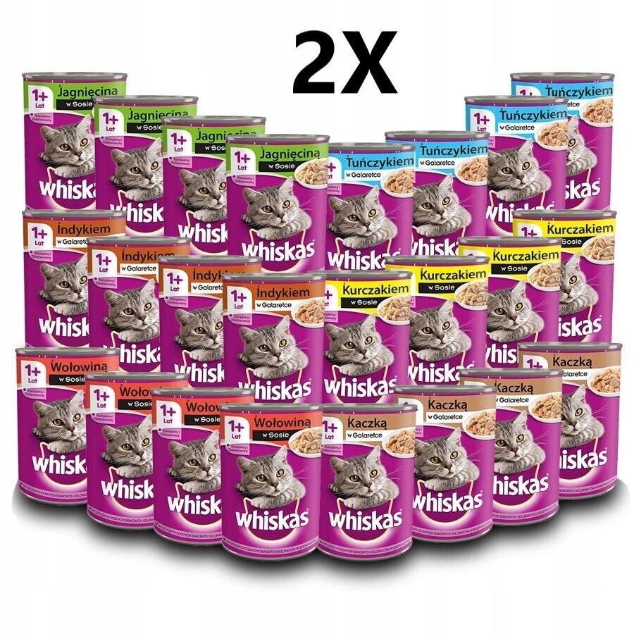 48x Mix Whiskas 1+ Katzenfutter in Gelee  Dose je 400g