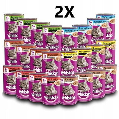 48x Mix Whiskas 1+ Katzenfutter in Gelee Dose je 400g 48x Mix Whiskas 1+ Katzenfutter in Gelee Dose je 400g