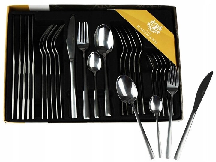 10x Design Besteckset Karl Hausmann 6 Personen 24 Elemente Stahl Straight Steel Silber 24-tlg.