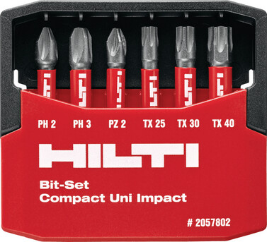 Hilti Bit-Set Diamant-Schlagschraubendreherklingen S-BS (IMP)
Bit-Set S-BSC+ UNI 50/2" IMP