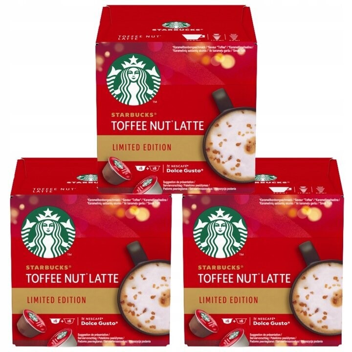 Starbucks Toffee Nut Latte Limited Edition für Nescafe Dolce Gusto 36 Kapseln im 3er Pack je 12 Kapseln Starbucks Toffee Nut Latte Limited Edition für Nescafe Dolce Gusto 36 Kapseln im 3er Pack je 12 Kapseln