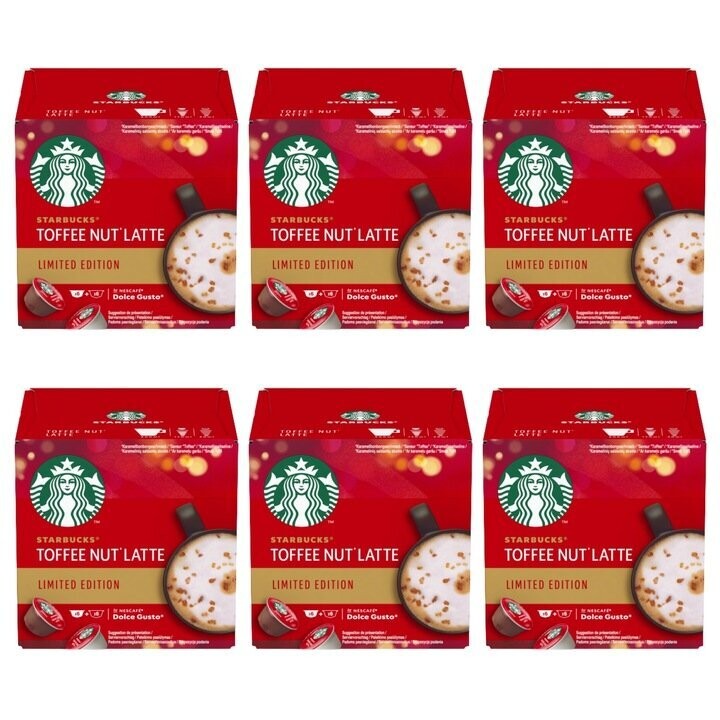 Starbucks Toffee Nut Latte Limited Edition für Nescafe Dolce Gusto Kapseln im 6er Pack je 12 Kapseln Starbucks Toffee Nut Latte Limited Edition für Nescafe Dolce Gusto Kapseln im 6er Pack je 12 Kapseln