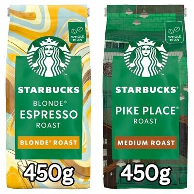 Starbucks Blonde Roast Espresso Bohnen 450g + Starbucks Medium Roast Bohnen 450g