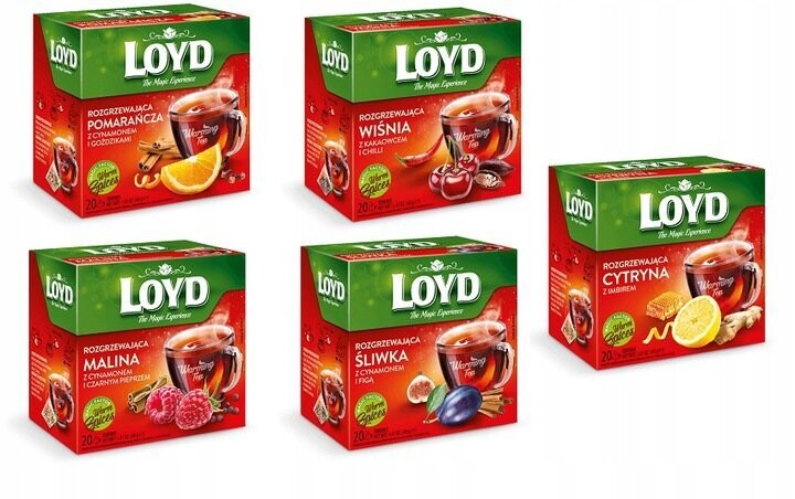 5er Set verschiedene Loyd Wärmetees je 20 Beutel pro Verpackung Winter-Spezial 5er Set verschiedene Loyd Wärmetees je 20 Beutel pro Verpackung Winter-Spezial