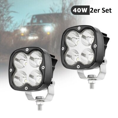 2x Arbeitsleuchte Landmaschinen LKW LED-Lampe KFZ 40W 12V 24V Auto Flutlicht Traktor Scheinwerfer