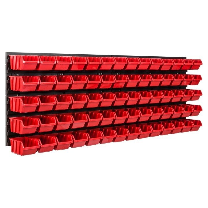 Werkstattregal Werkzeugwand Garage 115x39cm komplett Set mit 70 Materialboxen