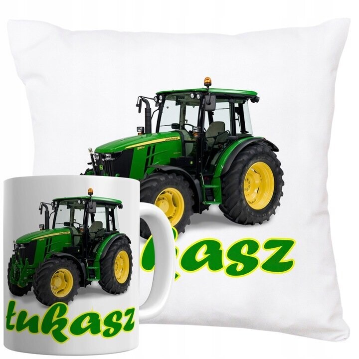 JOHN DEERE Geschenk-Set Tasse und Kissen mit Wunschname Druck