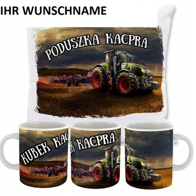 CLAAS Geschenk-Set Tasse und Kissen mit Wunschname Druck CLAAS Geschenk-Set Tasse und Kissen mit Wunschname Druck