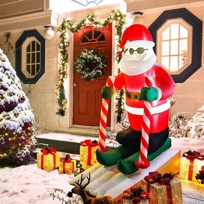 Weihnachtsdeko aufblasbarer Weihnachtsmann Ski mit Beleuchtung und Zubehör Weihnachtsdeko aufblasbarer Weihnachtsmann Ski mit Beleuchtung und Zubehör